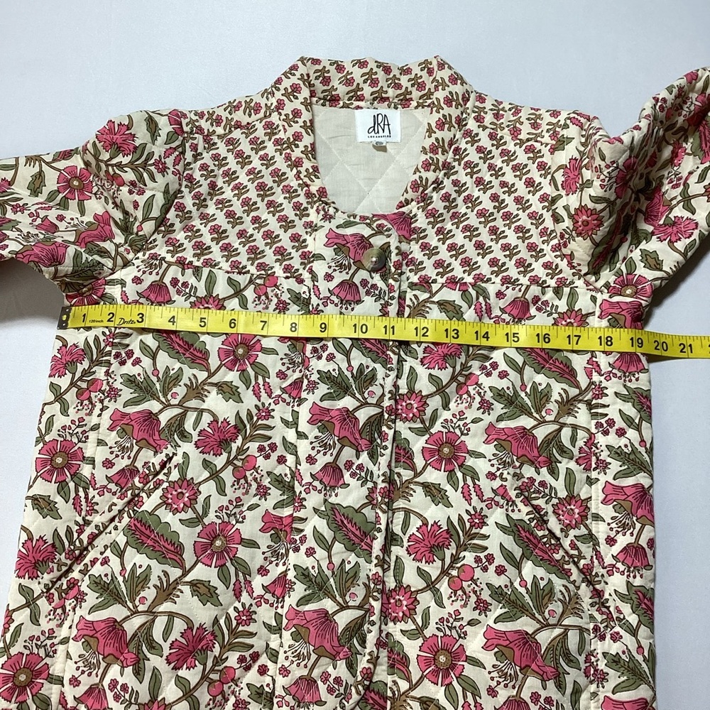 Anthropologie dRA Floral quilted Pink and Cream Women's Jacket - Picture 14 of 15